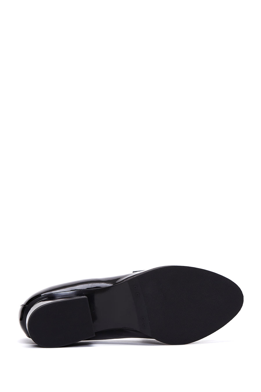 Women's Black Patent Leather Short Heeled Masculine Shoes