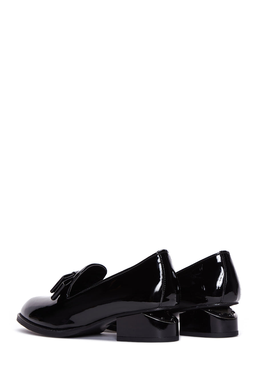 Women's Black Patent Leather Short Heeled Masculine Shoes