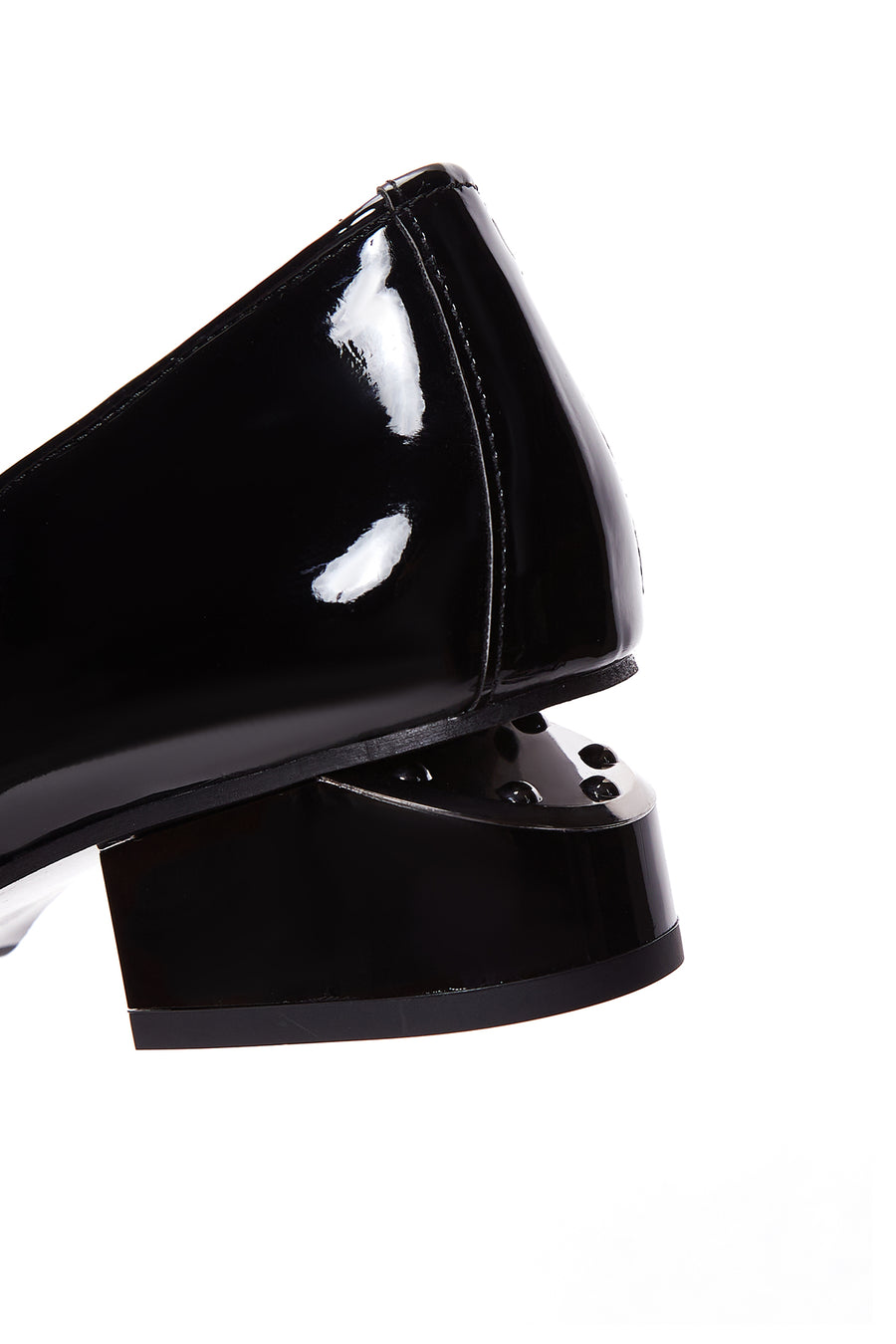Women's Black Patent Leather Short Heeled Masculine Shoes