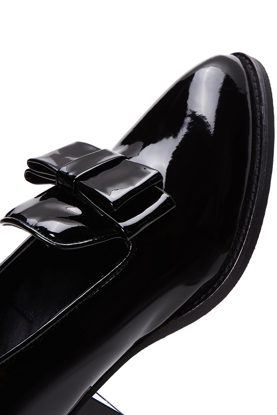 Women's Black Patent Leather Short Heeled Masculine Shoes