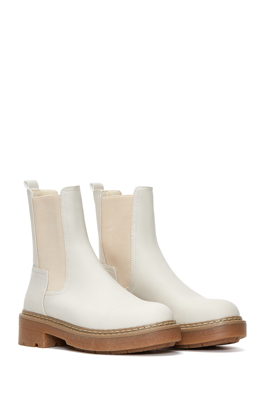 Women's Beige Chelsea Flat Boots