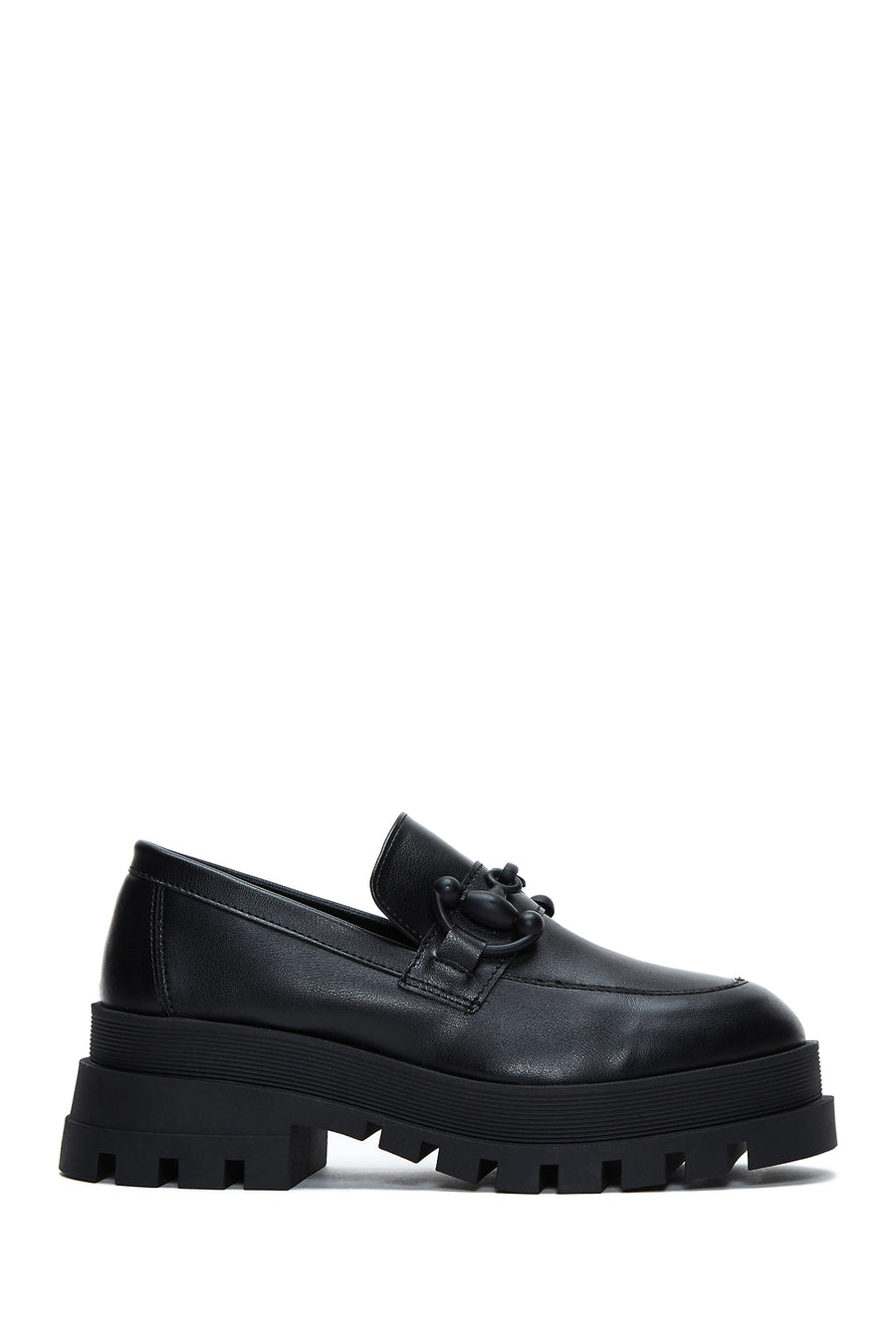 Women's Black Thick Soled Masculine Loafer 22WFE402118 | Derimod