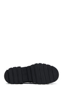 Women's Black Thick Soled Masculine Loafer | Derimod