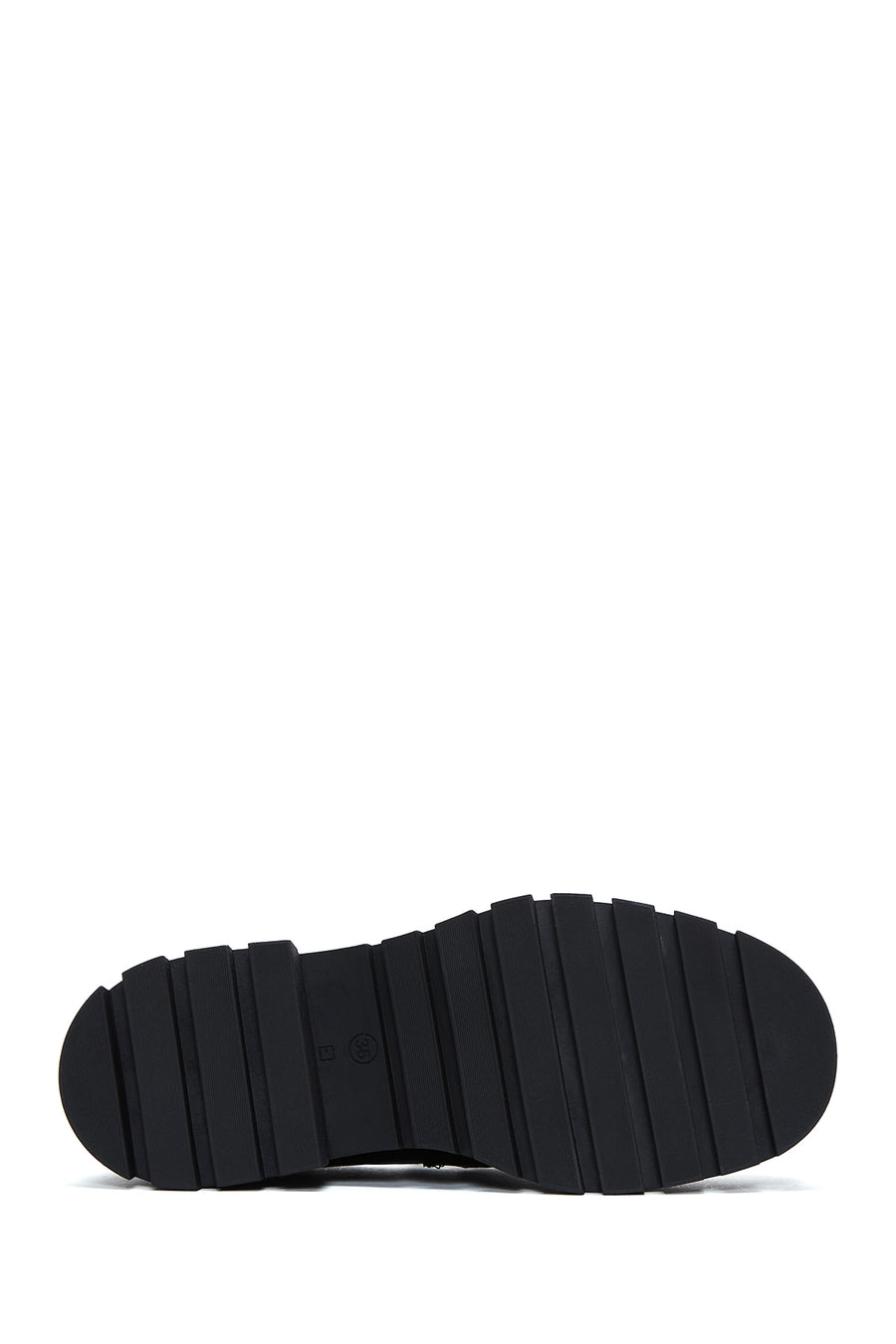Women's Black Thick Soled Masculine Loafer