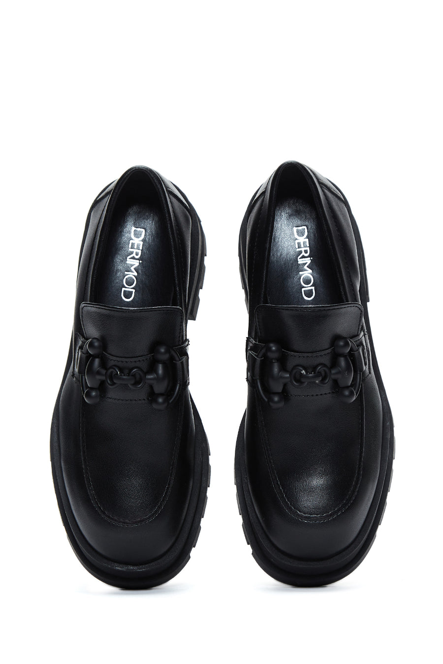 Women's Black Thick Soled Masculine Loafer