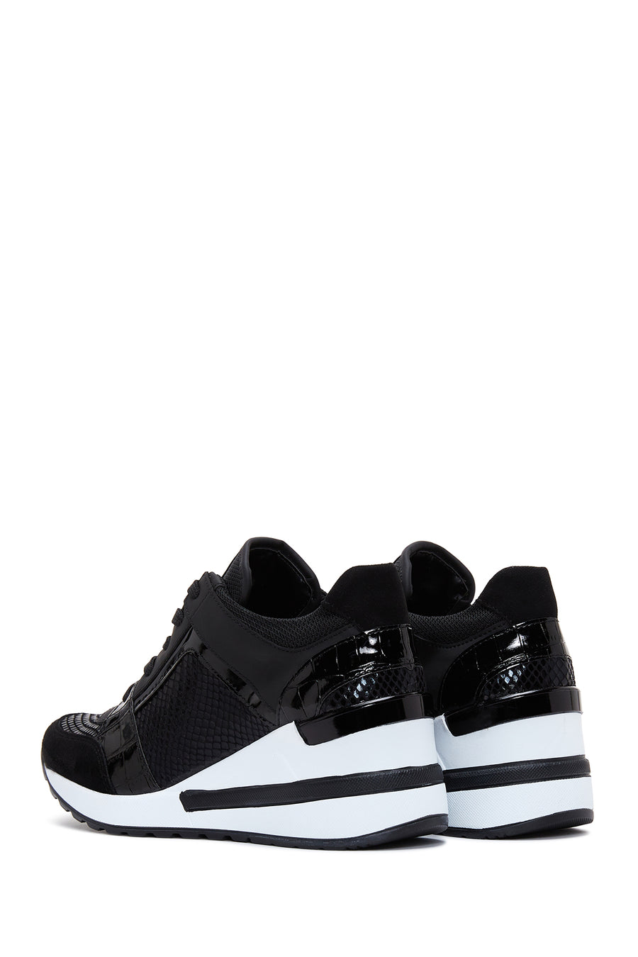 Women's Black Wedge Heeled Sneaker