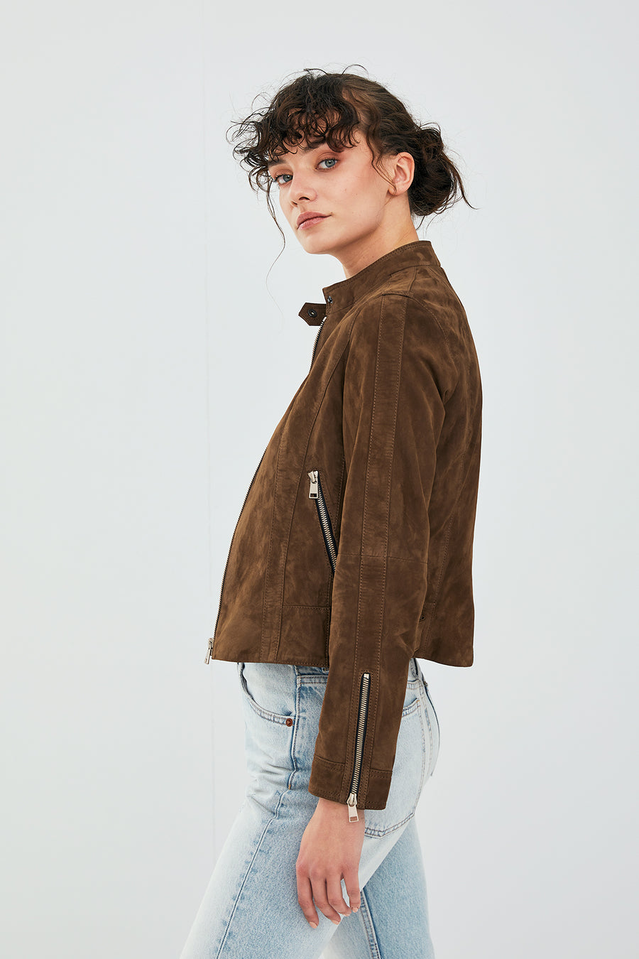 Laura Women's Brown Suede Leather Jacket