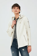 Judith Women's Cream Hooded Oversize Leather Jacket | Derimod