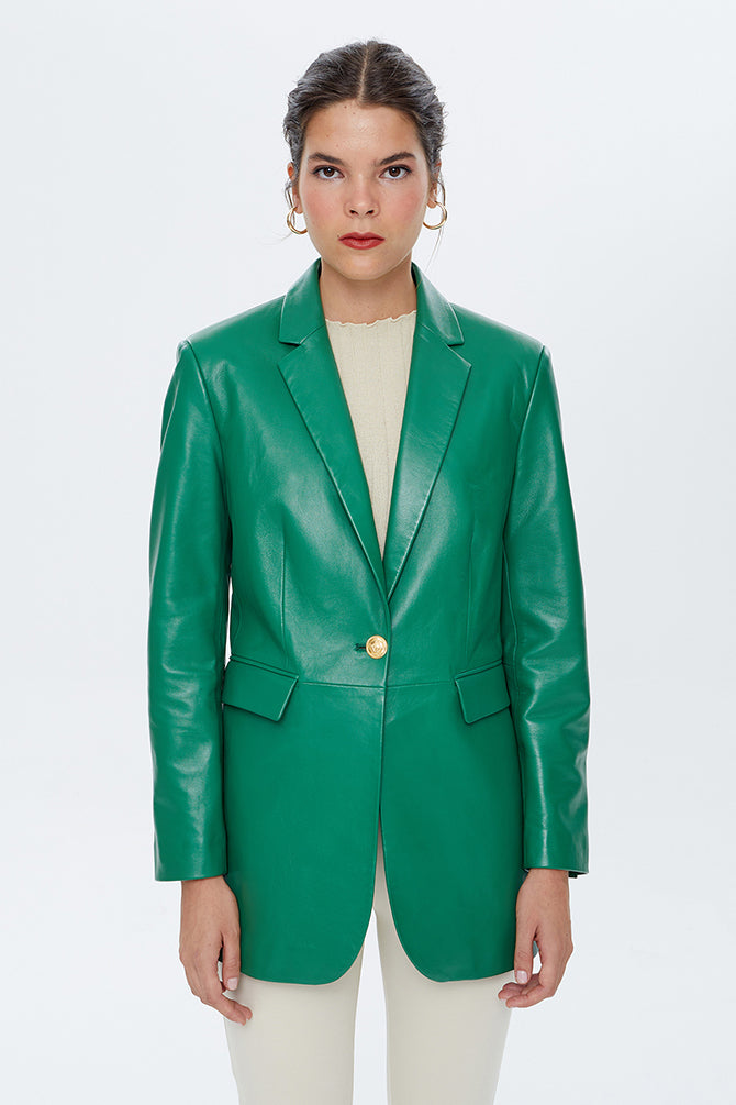 Dalida Women's Green Leather Jacket