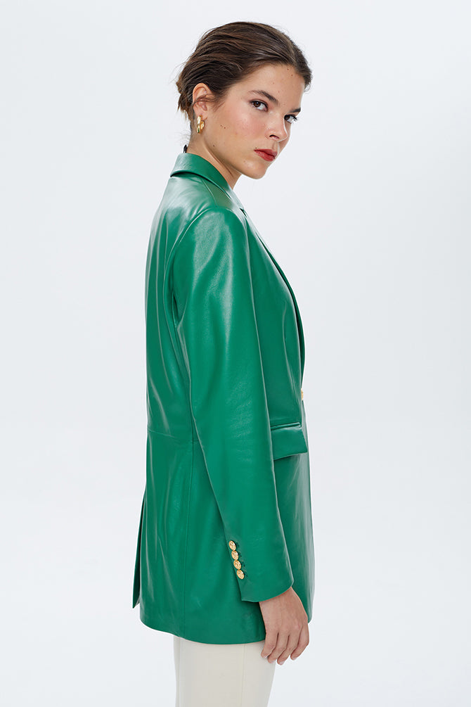 Dalida Women's Green Leather Jacket