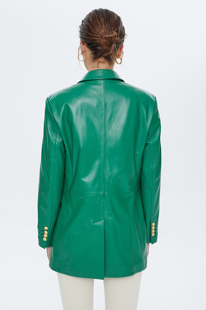 Dalida Women's Green Leather Jacket
