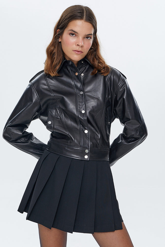 Kendal Women's Black Short Leather Jacket