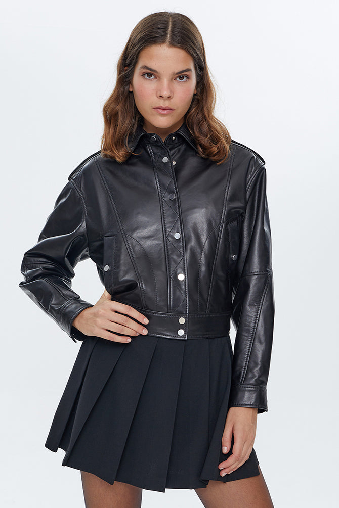 Kendal Women's Black Short Leather Jacket