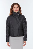 Nova Women's Black Oversize Leather Jacket | Derimod
