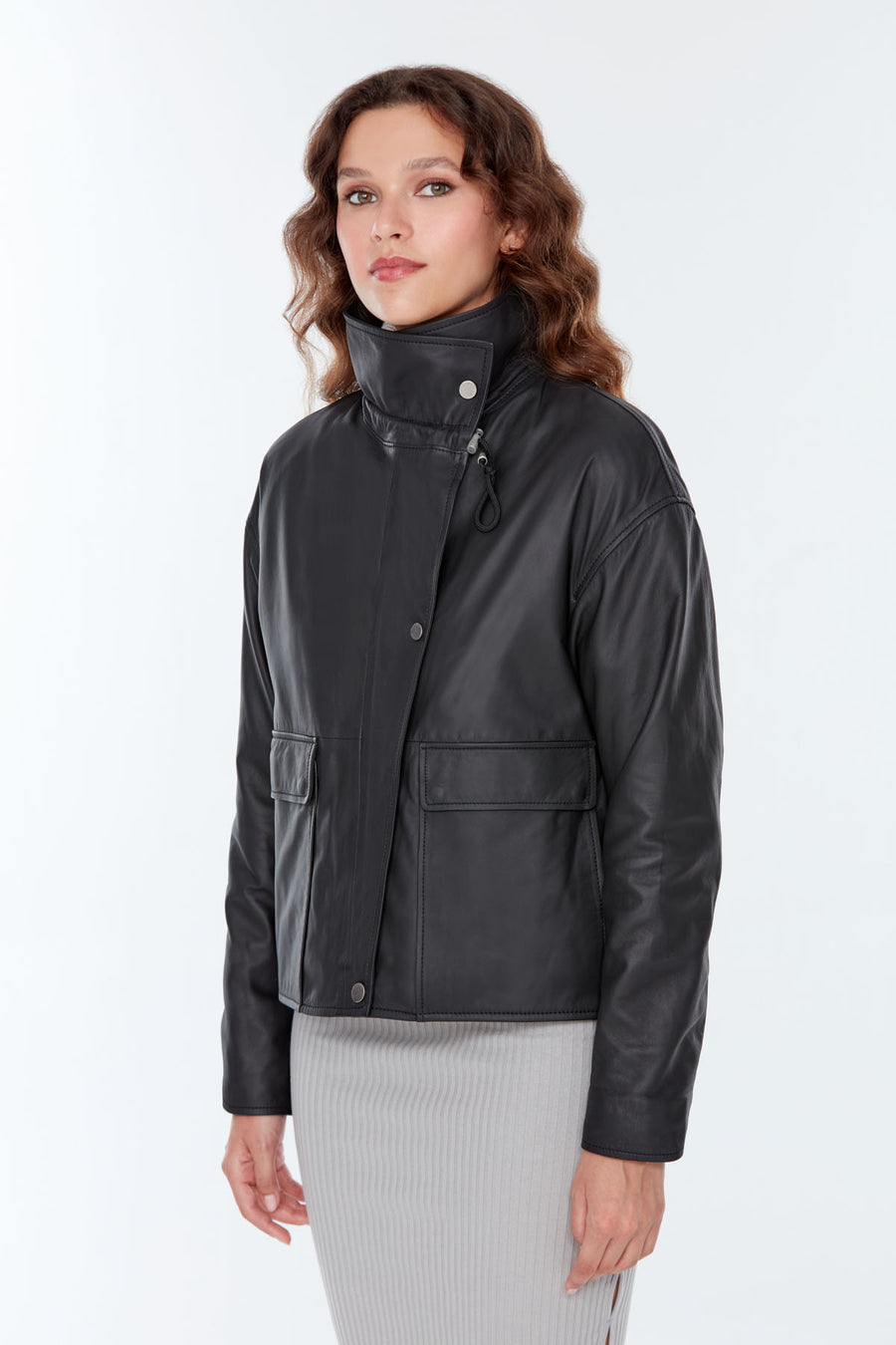 Nova Women's Black Oversize Leather Jacket