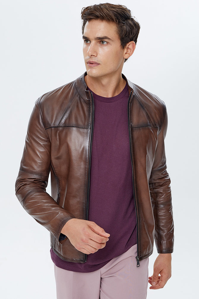 Neymar Men's Brown Leather Jacket