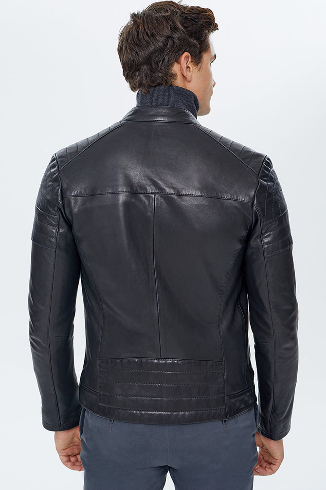 Duncan Men's Black Slim-Fit Leather Jacket