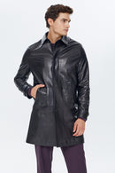 De Bruyne Men's Black Long Blazer Leather Jacket | Derimod