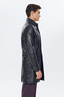 De Bruyne Men's Black Long Blazer Leather Jacket | Derimod