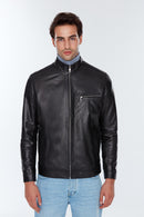 Benzema Men's Black Leather Jacket | Derimod