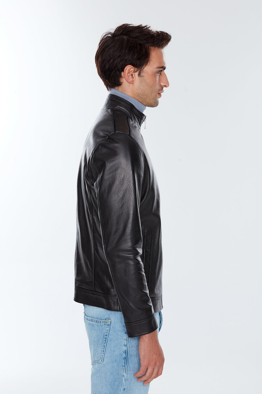 Benzema Men's Black Leather Jacket