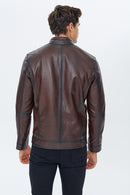 Benzema Men's Brown Leather Jacket | Derimod