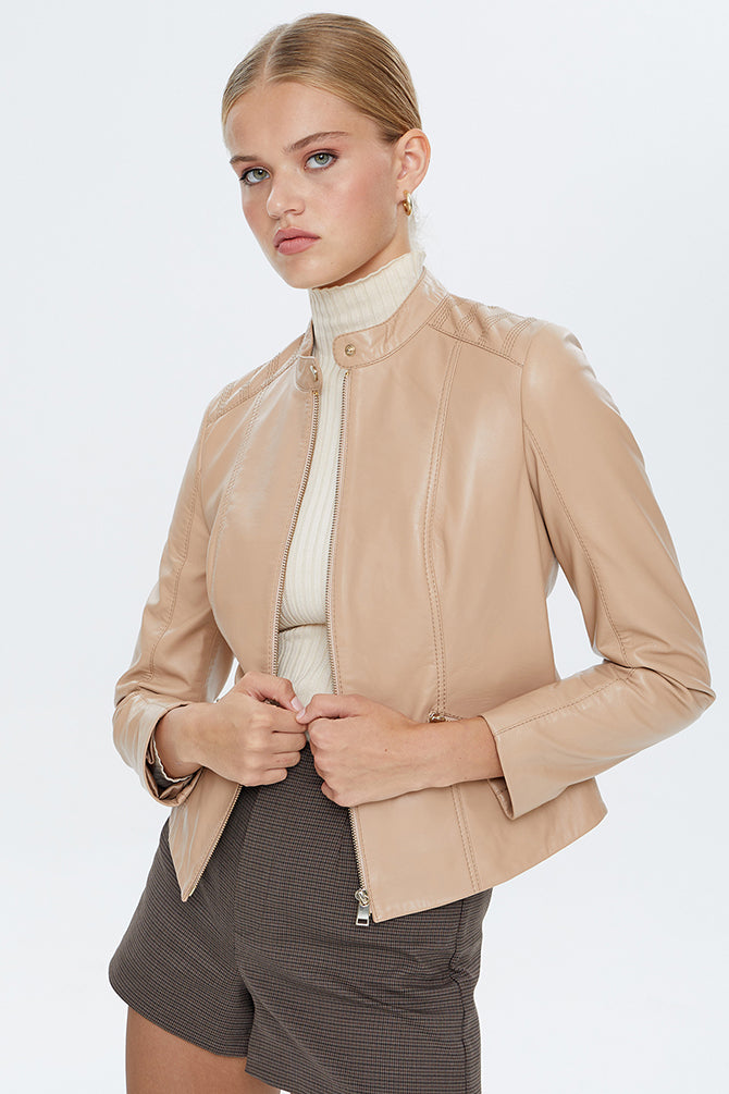 Alison Women's Leather Jacket 22WGE5980PR | Derimod