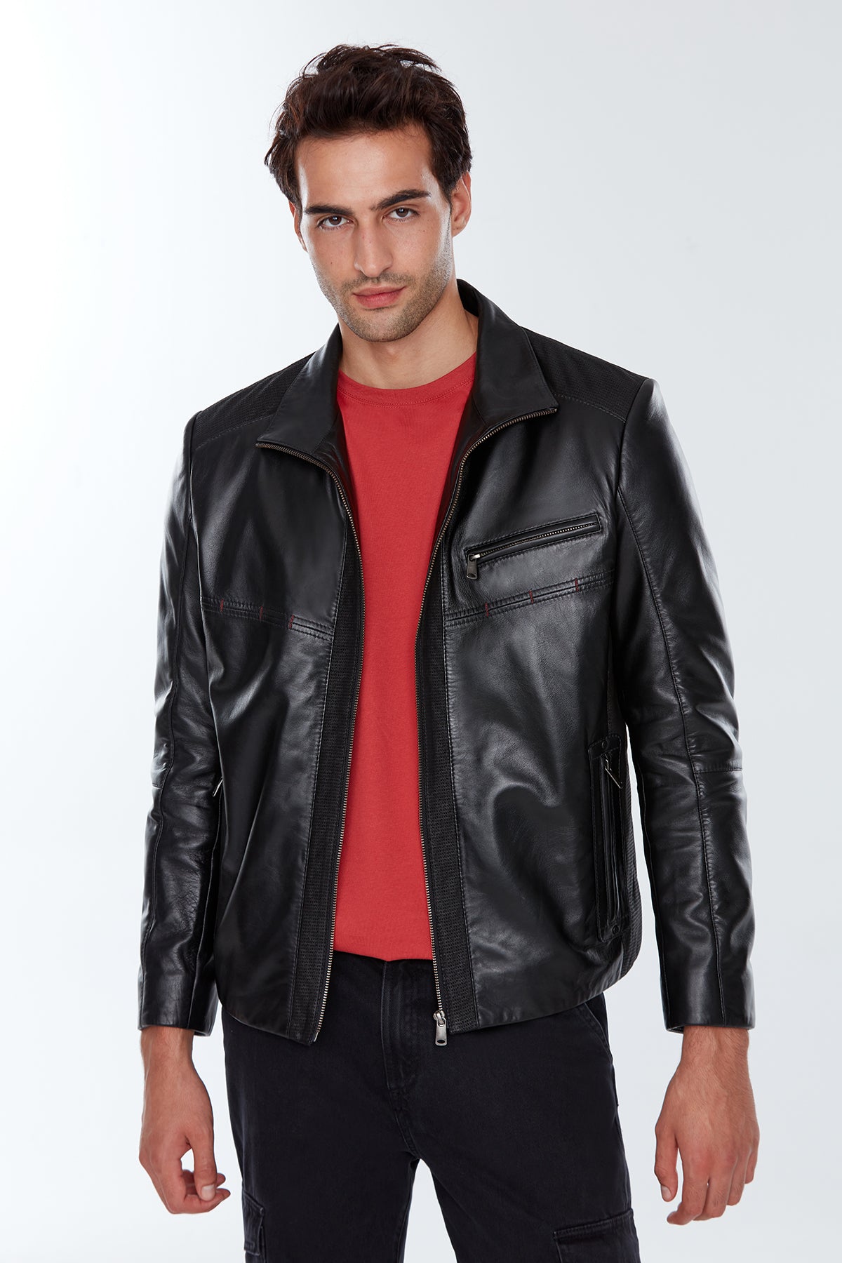 Timmoty Men's Black Leather Jacket 22WGE64681M | Derimod