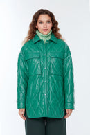Miracle Women's Green Long Leather Coat | Derimod