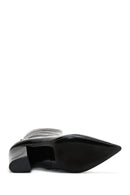 Women's Black Patent Leather Heeled Boots | Derimod