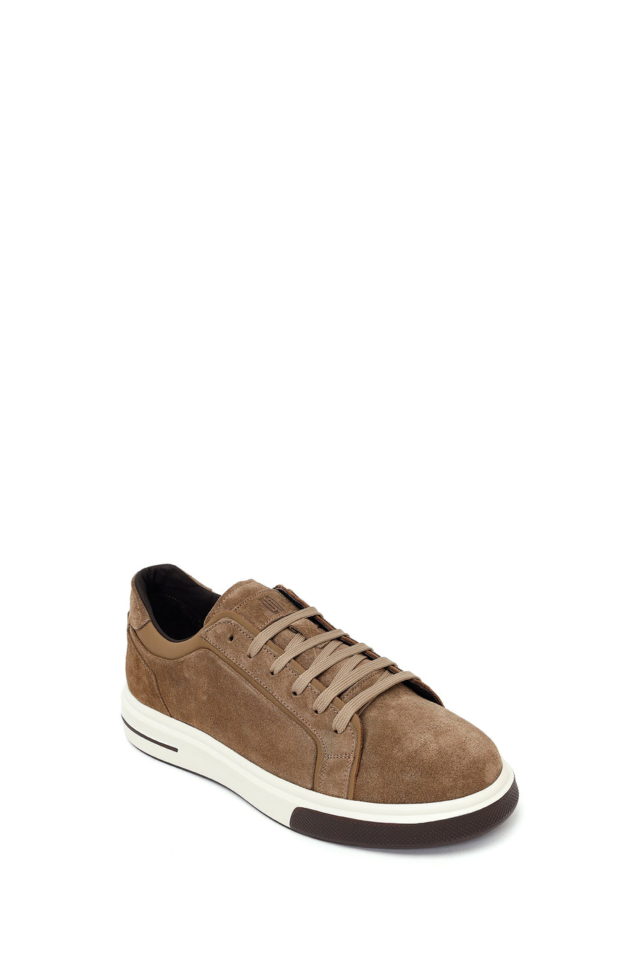 Erkek Vizon Bağcıklı Kalın Tabanlı Süet Deri Sneaker