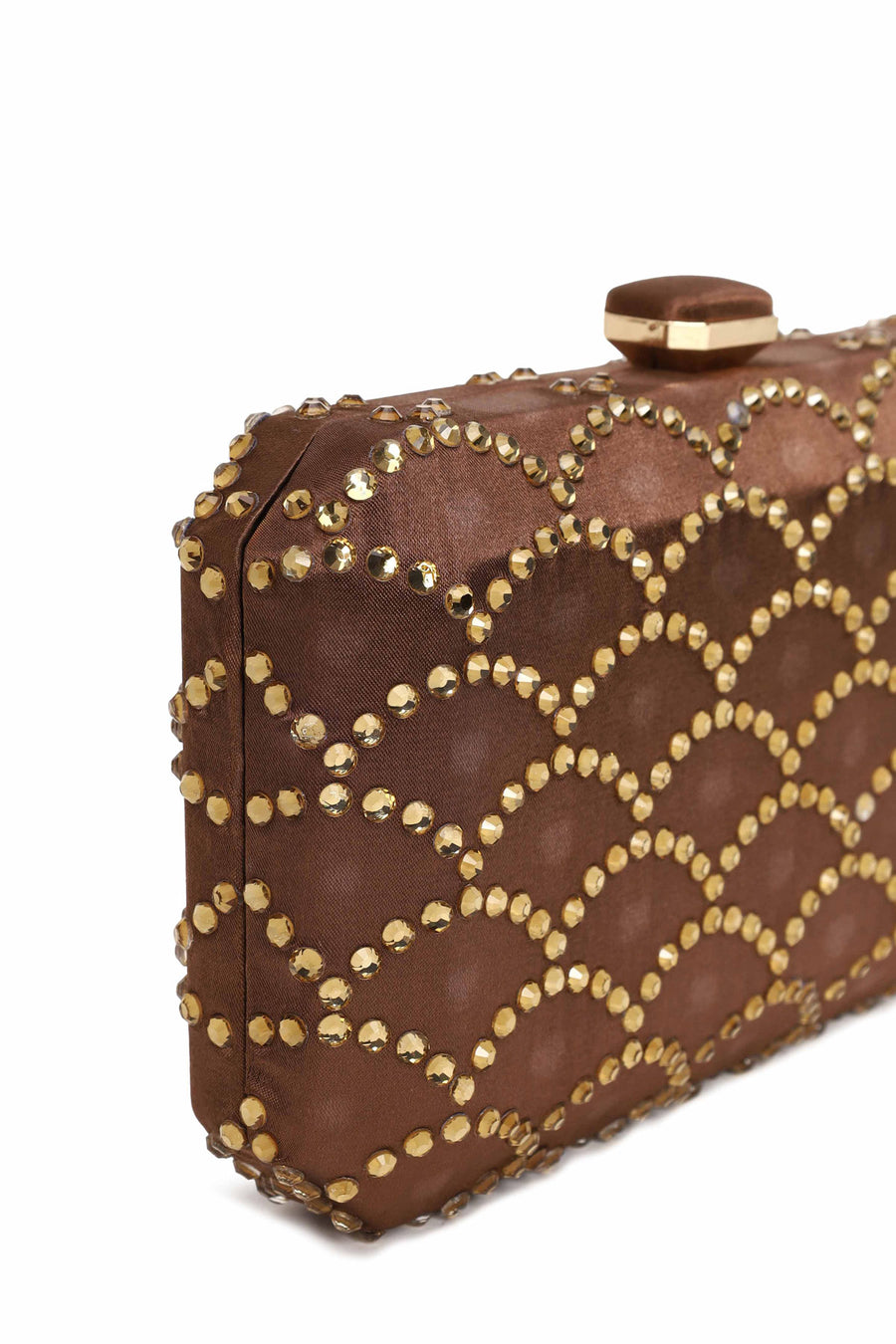 Woman Burgundy Long Chain Strap Stone-Embellished Mini Clutch Evening Bag