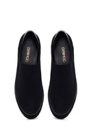 Woman Black Wedge Fabric Shoes | Derimod
