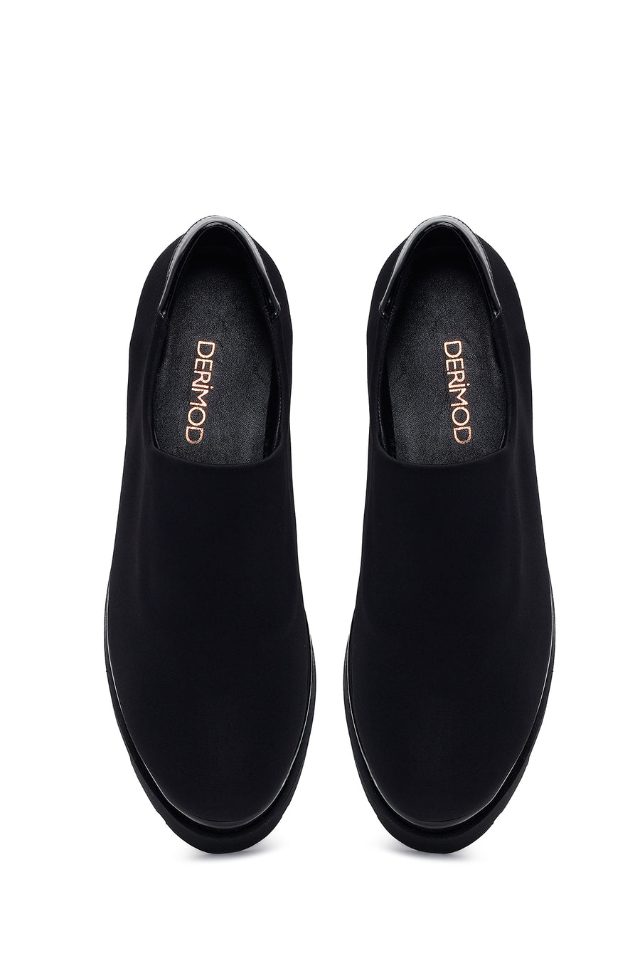 Woman Black Wedge Fabric Shoes