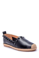 Women's Stone Detailed Leather Espadrille | Derimod