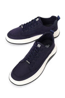 Erkek Lacivert Bağcıklı Kumaş Sneaker | Derimod