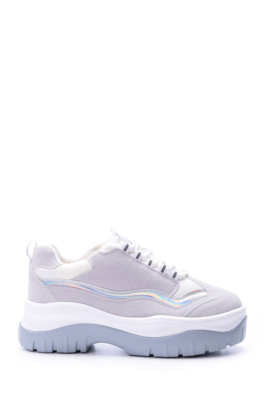 Women's Silver Detailed Suede Sneaker 19SFD109214 | Derimod
