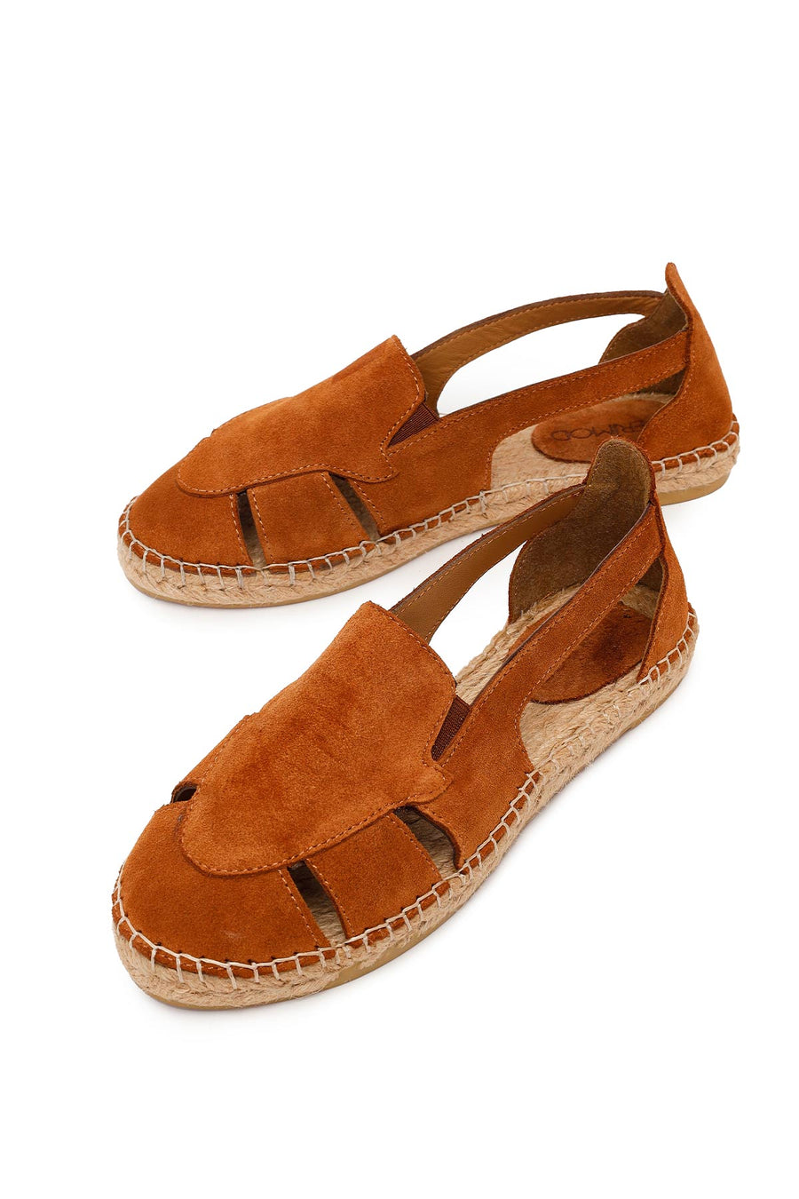 Kadın Taba Süet Deri Espadril Sandalet