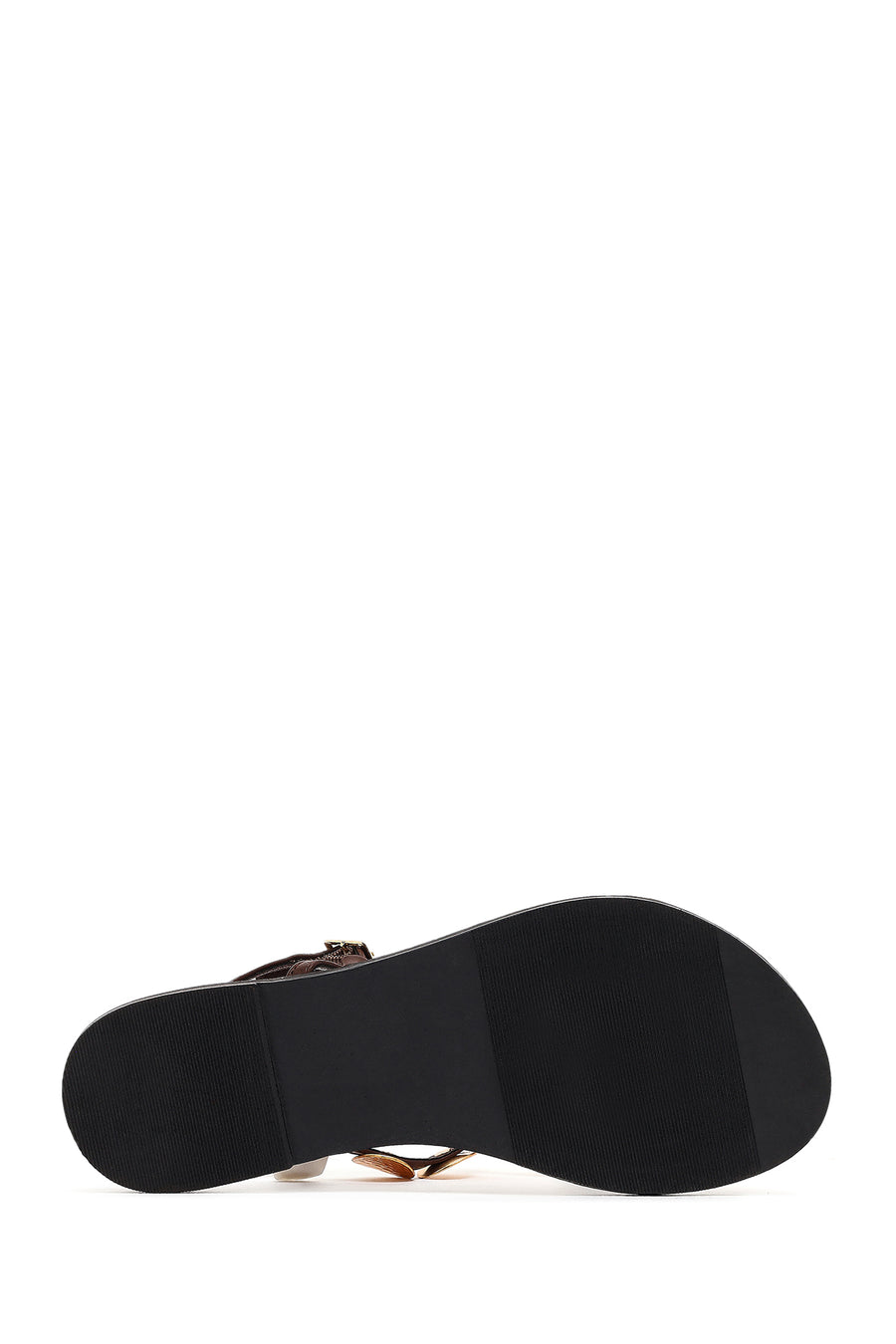 Women's Brown Metal Detailed Flip-Flop Sandals