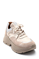 Women's Leather Suede Detail Sneaker | Derimod