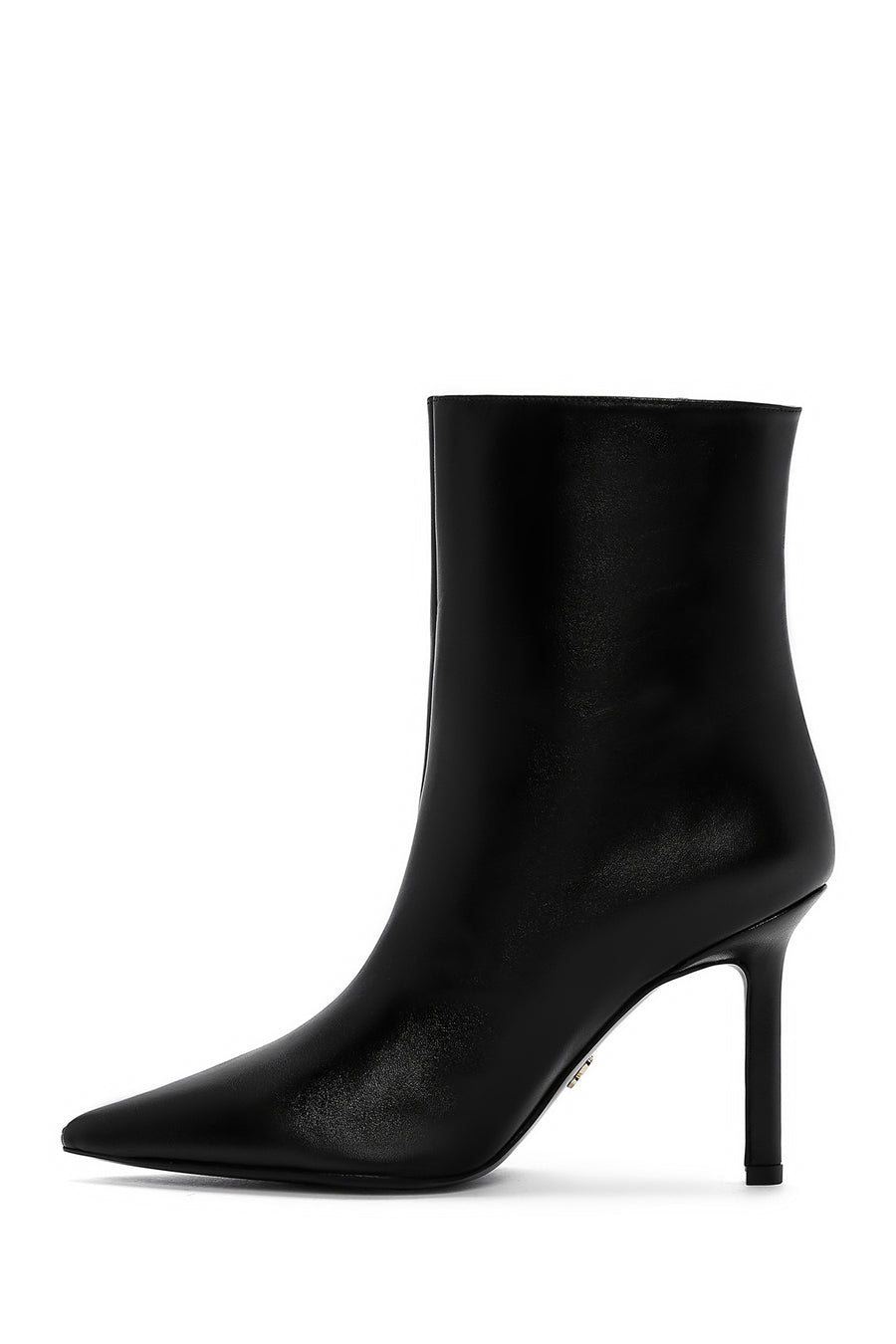 Women's Black Thin Heeled Leather Boots