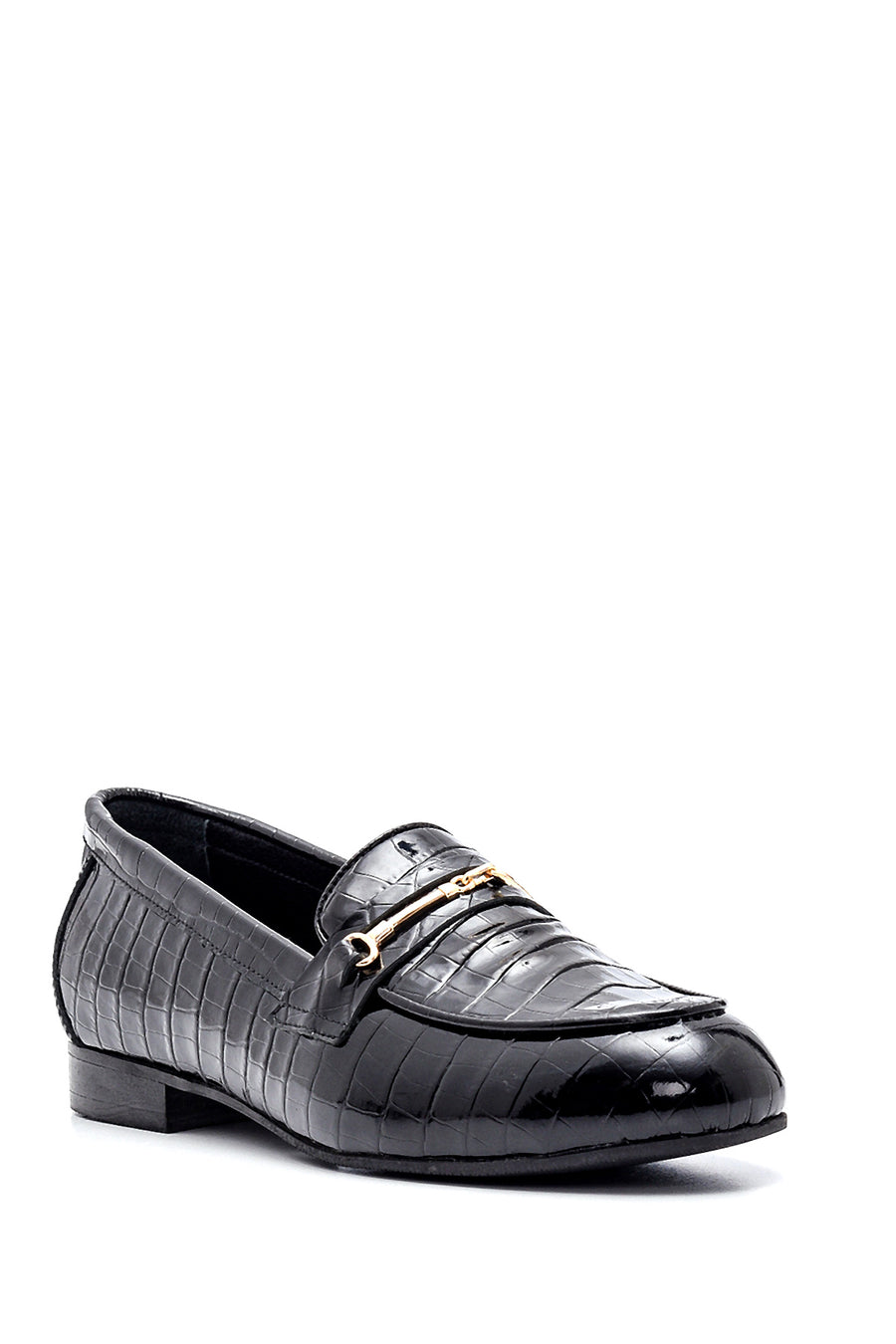 Kadın Deri Kroko Tokalı Loafer