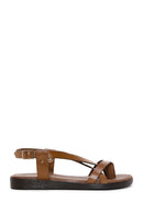 Women's Tan Flip-Flop Leather Bodrum Sandals | Derimod