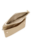 Women's Beige Chain Strap Woven Clutch Bag | Derimod