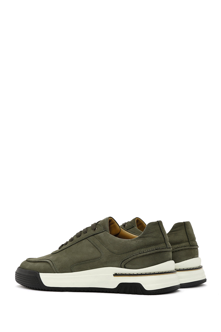Male Green Lace-Up Nubuck Leather Sneaker