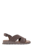 Women's Mink Suede Leather Flat Sandals | Derimod