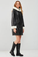 Verona Women's Black Double-Sided Teddy Leather Coat | Derimod