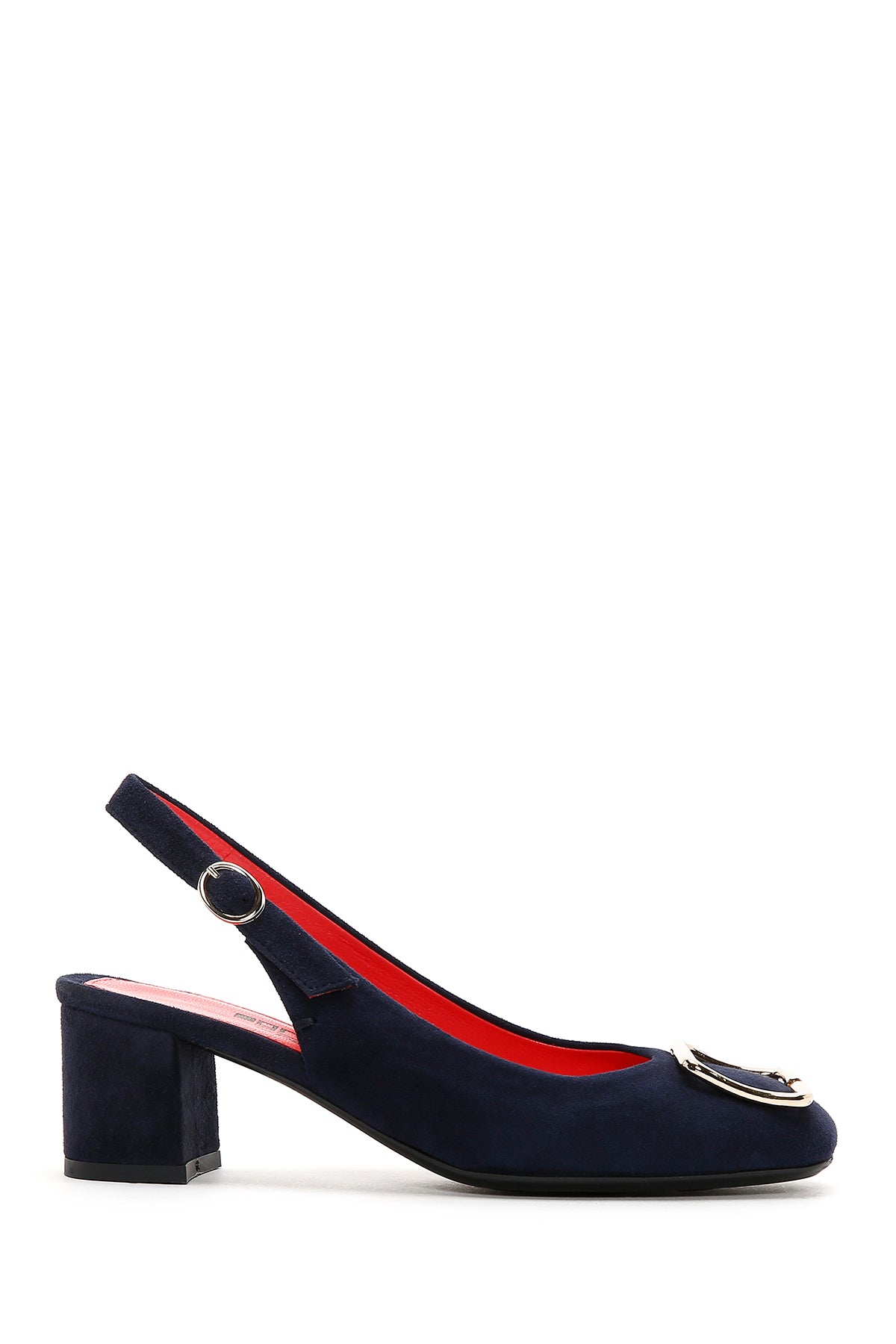 Women's Navy Blue Suede Leather Heeled Shoes 23SFD111010 | Derimod