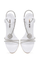 Women's White Stone Thin Heel Sandals | Derimod
