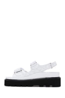 Women's White Leather Thick Soled Sandals | Derimod